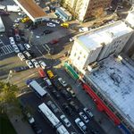 An aerial shot of the wait for gas in the Bronx.